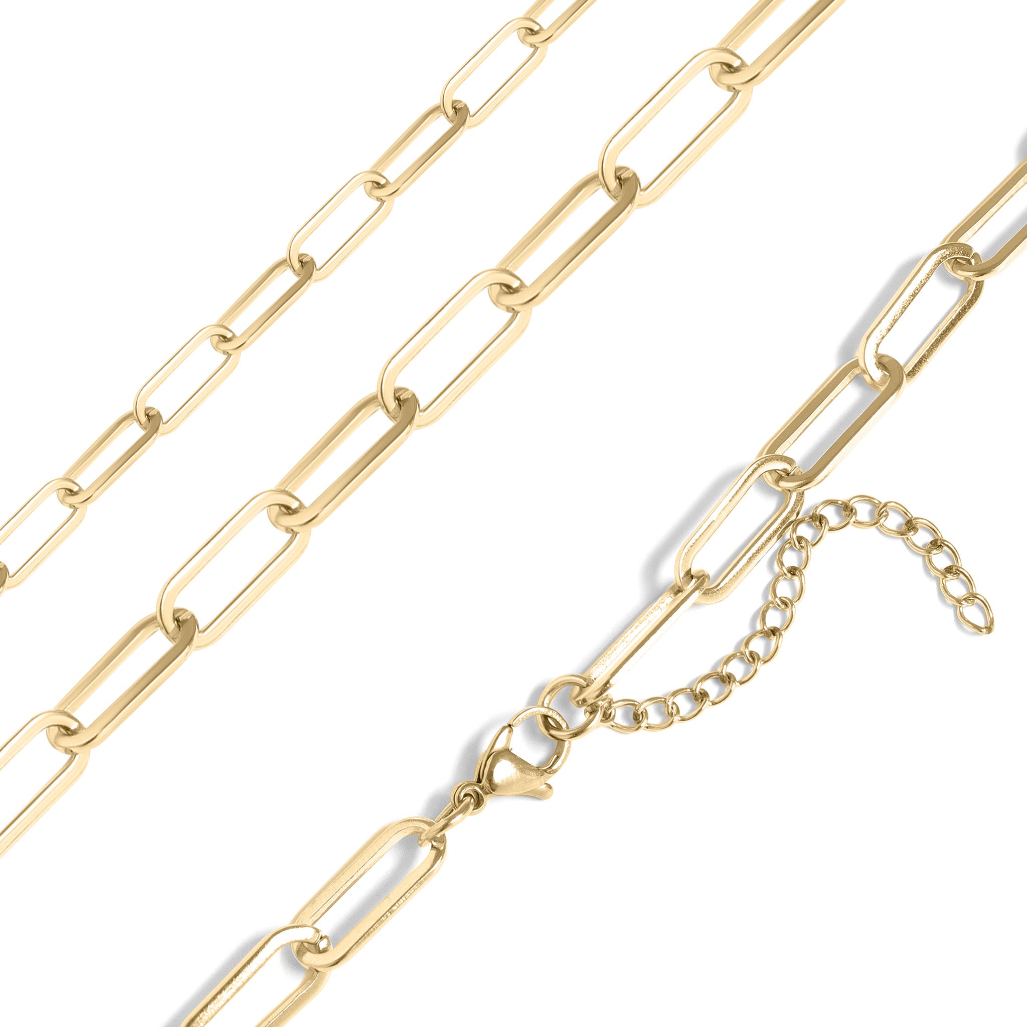 18K Gold PVD Coated Stainless Steel Paperclip Chain Necklace / CHN9760
