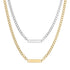 18K Gold PVD Stainless Steel Engravable Curb Chain Bar Necklace / CHN9957