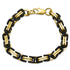 Stainless Steel Black and 18K Gold PVD Coated Byzantine Chain Bracelet or Anklet / DIS0003
