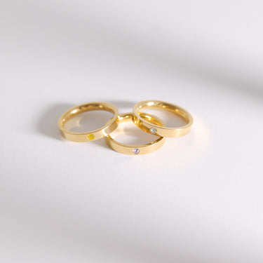 18K Gold PVD Stainless Steel Birthstone Engravable Stacking Ring