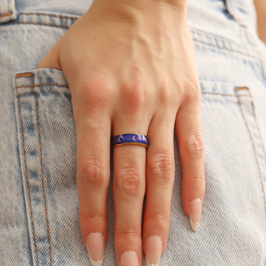 18k Gold PVD Coated Mood Band With Stars And Moons Stainless Steel Ring Lifestyle