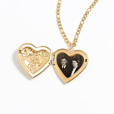 Heart Locket with Rose detail with photo inside