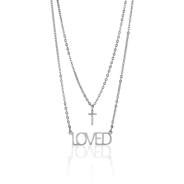 Loved" Layered Cross Charm