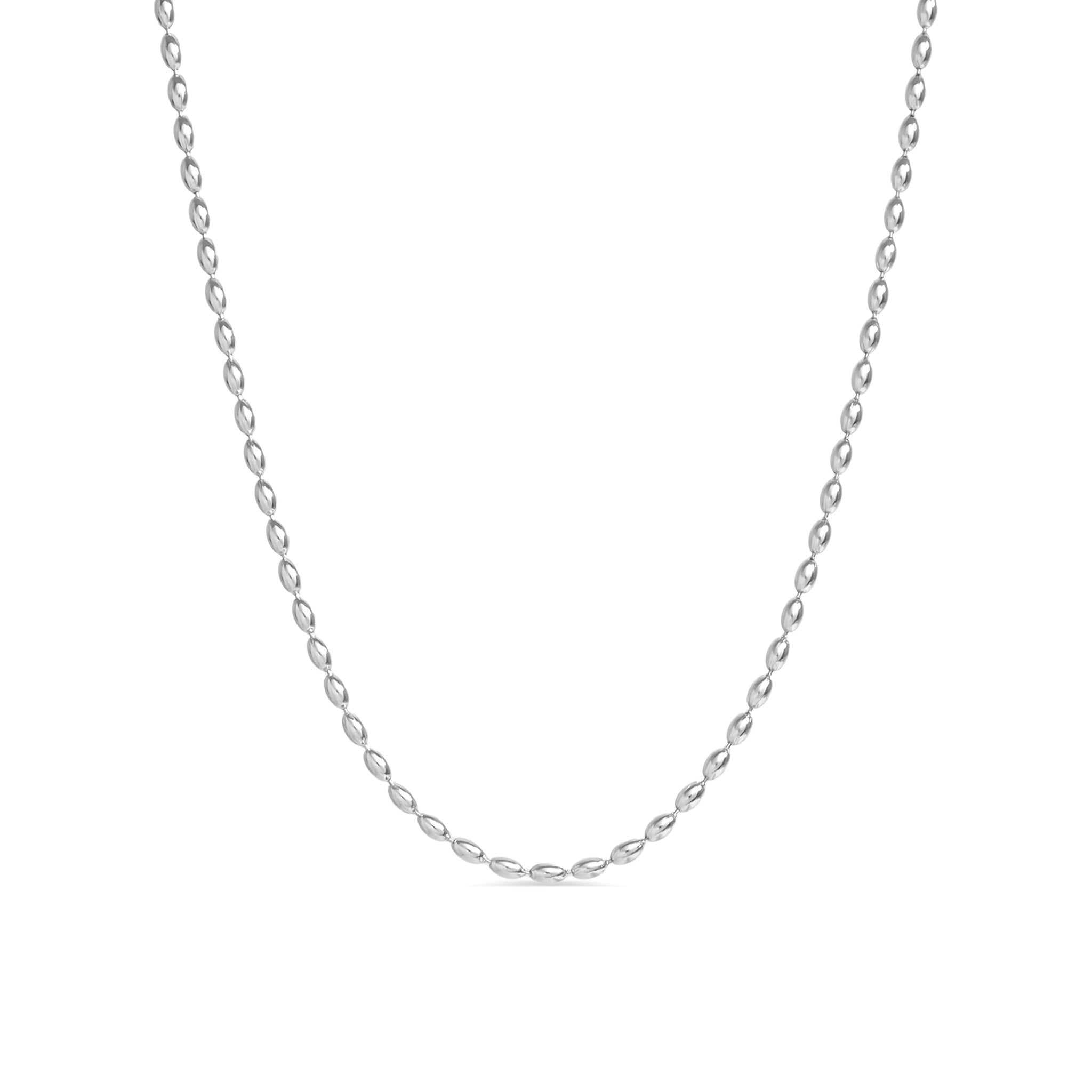 Oval Beaded Stainless Steel Necklace / NKJ0006