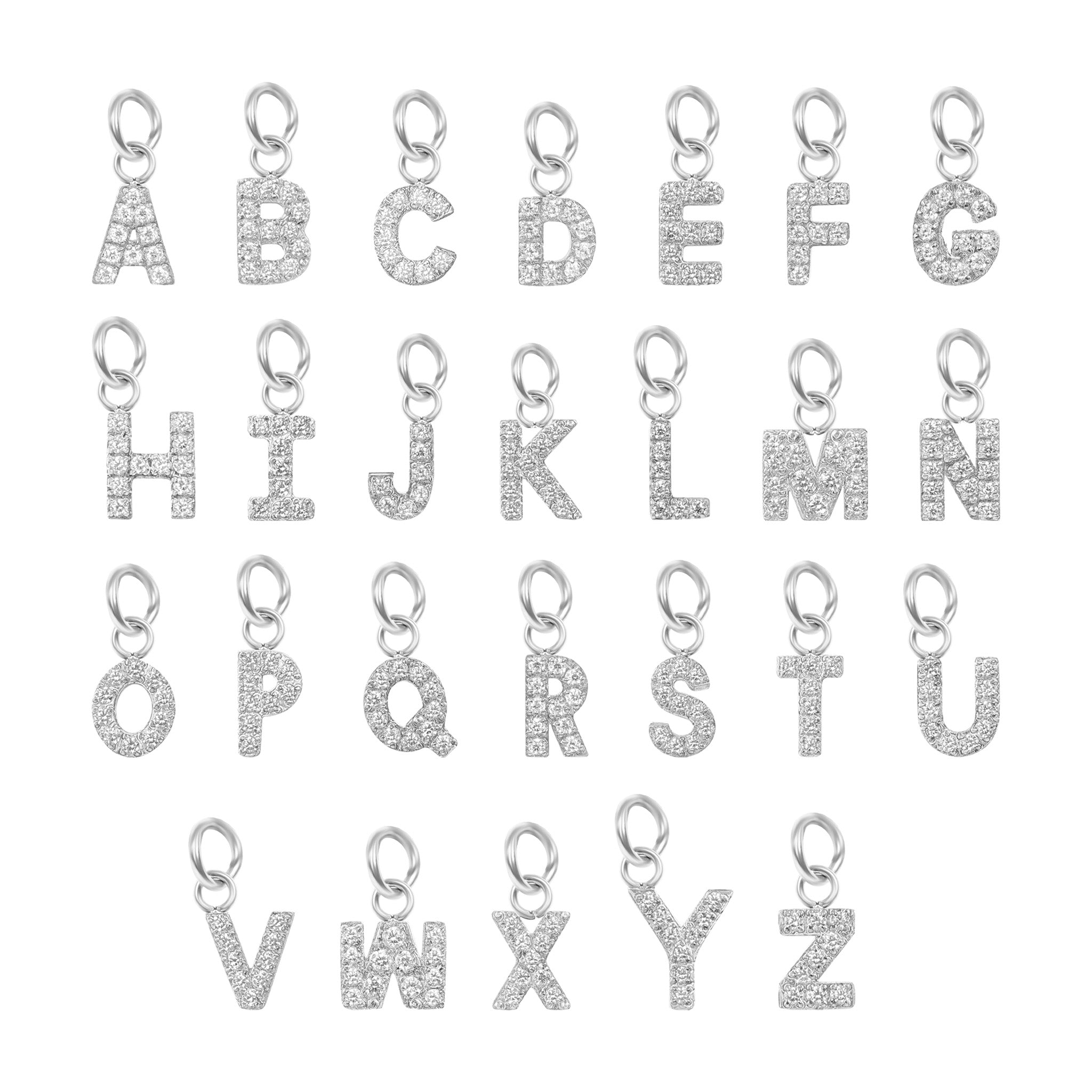 Stainless Steel Pave Set CZ Initial Letter Charms / PDC9020