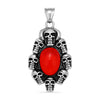 Stainless Steel Skulls With Red Glass Center Pendant / PDL2021