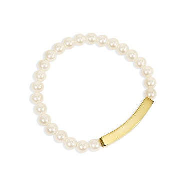 Pearl Engravable Stretch Curved Bar Bracelet Lifestyle