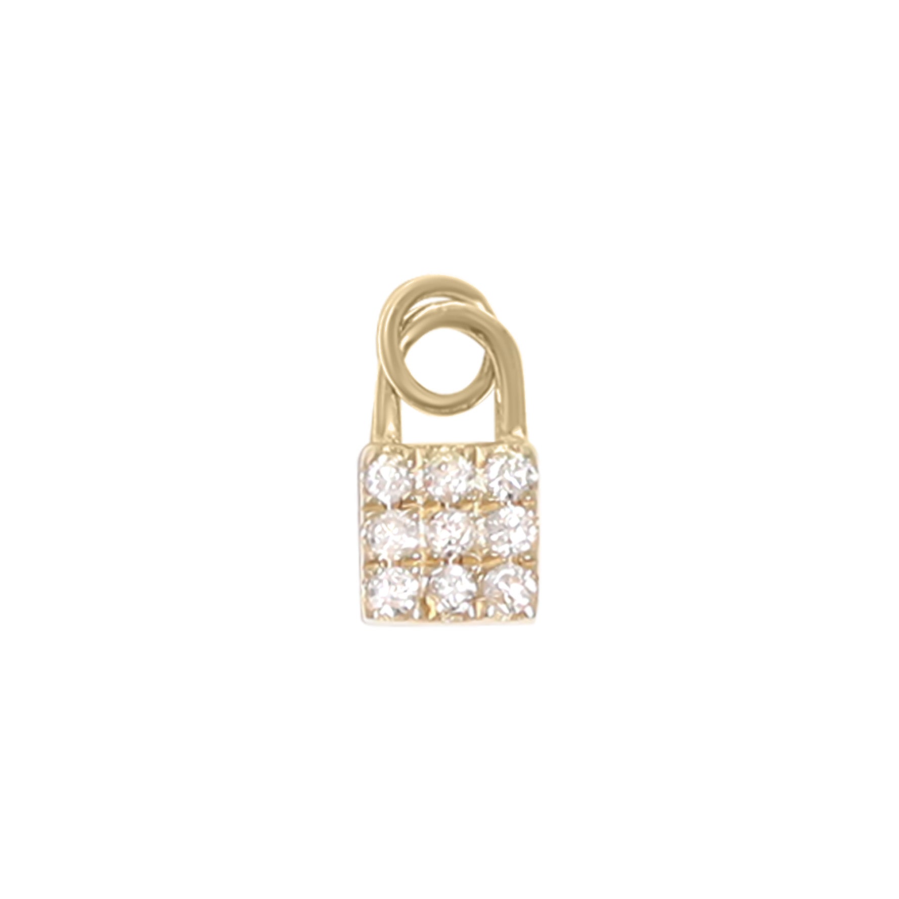 14K Solid Gold Diamond Padlock Charm for Permanent Jewelry / PMJ1021