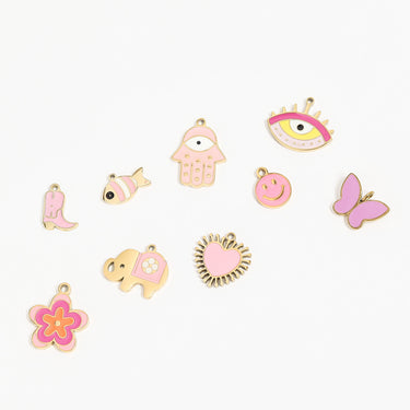 pop of color pink epoxy charm set