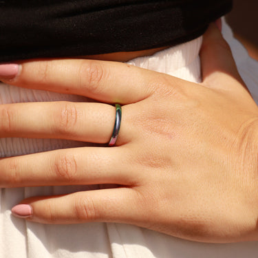 Rainbow Stainless Steel Blank Ring Lifestyle