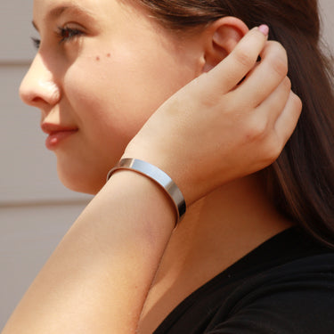 Stainless Steel Rounded Blank Cuff Bracelet Lifestyle