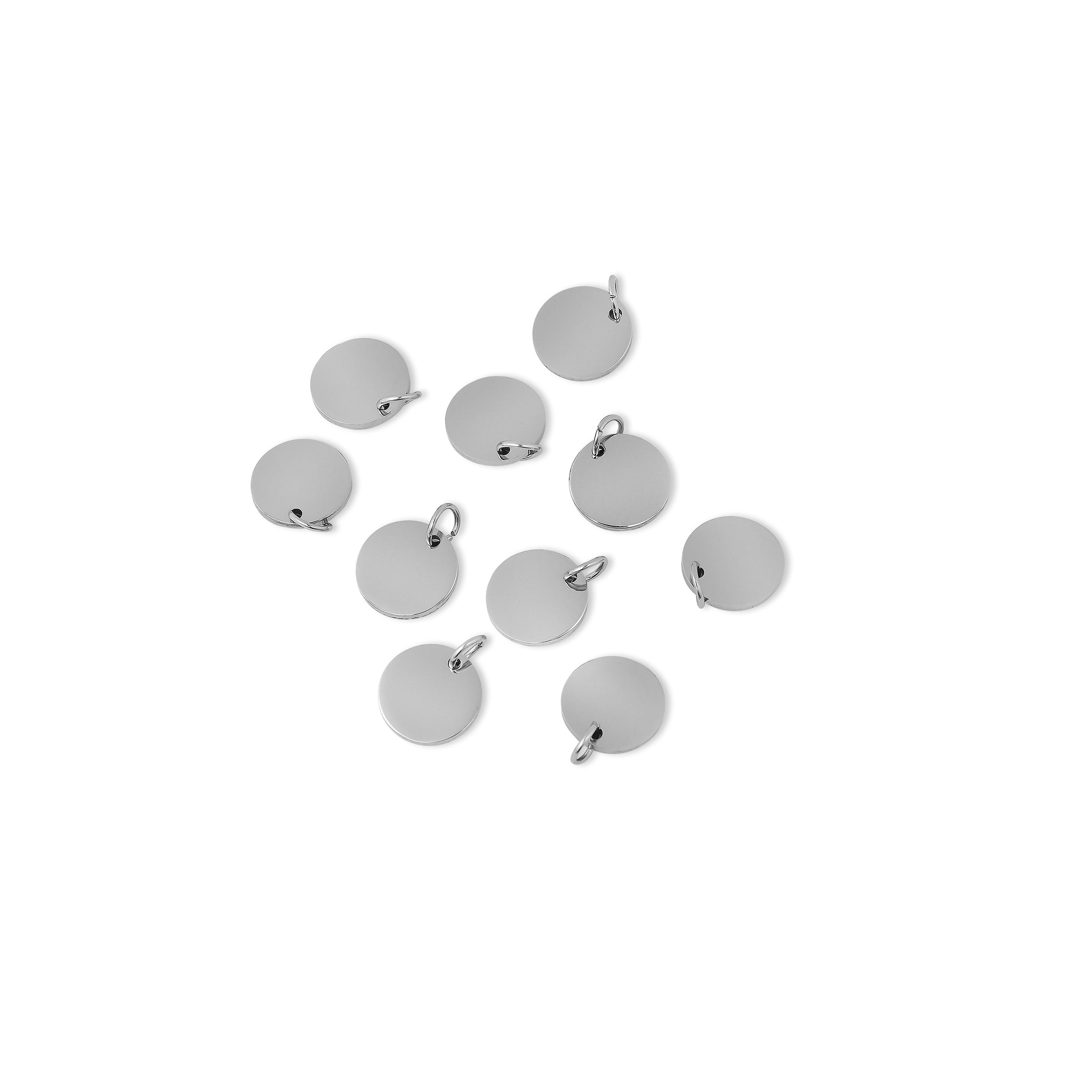 10 Pack - 13mm Blank Round Polished Stainless Steel Pendant / SBB0013