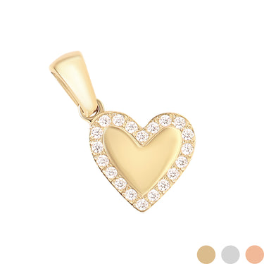 Heart Charm Pendant with CZ Accents