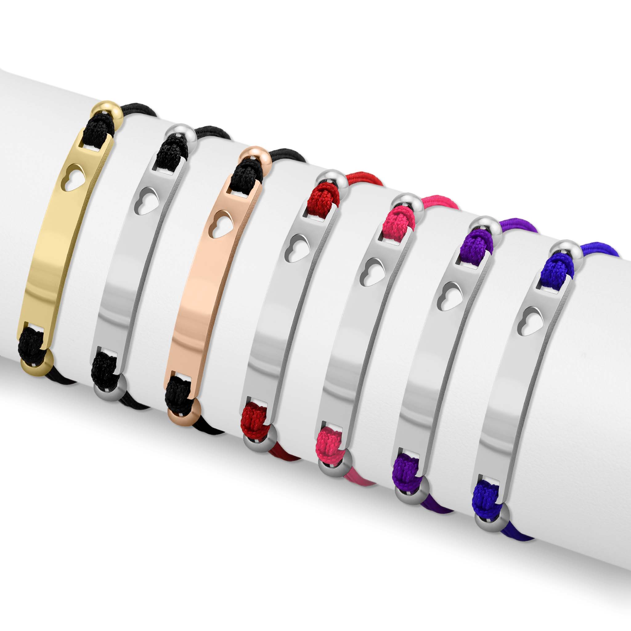 18K Gold PVD Stainless Steel Engravable Cutout Heart Friendship Curved Bar Bracelet / SBB0293