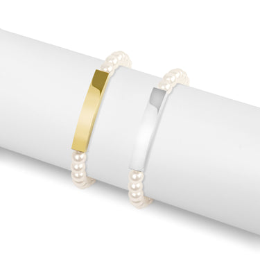 Pearl Engravable Stretch Curved Bar Bracelet Lifestyle