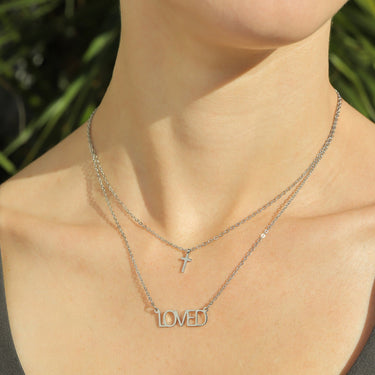 Loved" Layered Cross Charm