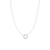 18" Glass Pearl Necklace with Stainless Steel Charm Keeper / SBB0338