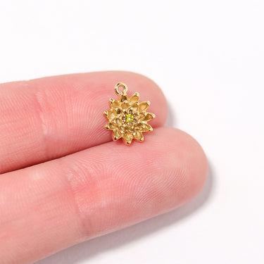 18K Gold PVD Stainless Steel Vertical 3D Birth Flower Charm