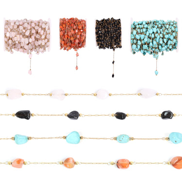 18K Gold PVD Stainless Steel Beaded Stone Chain Lifestyle