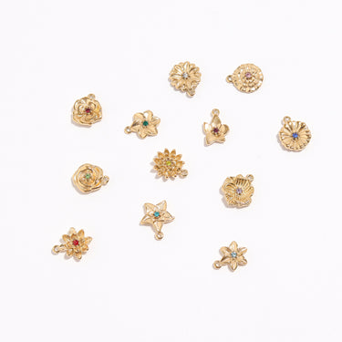 18K Gold PVD Stainless Steel Vertical 3D Birth Flower Charm