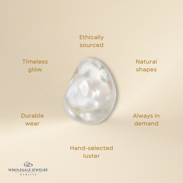 Ethically sourced baroque pearl charm with natural shape, timeless glow, and durable non-tarnish finish — wholesale jewelry supply for retailers.