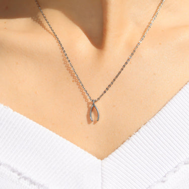 Silver Wishbone Charm on chain