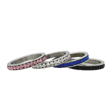 Black CZ Center Highly Polished Stainless Steel Flat Ring Lifestyle