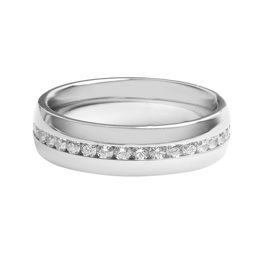 Highly Polished Stainless Steel CZ Center Ring