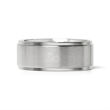 Brushed Flat Center with Polished Edge Stainless Steel Ring 8mm