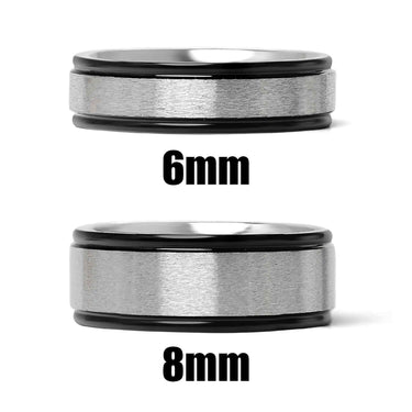 Black trim Brushed Center Stainless Steel Blank Ring