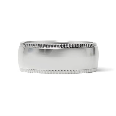 Polished Center Detailed Edge Stainless Steel Blank Ring