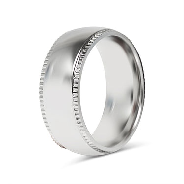 Polished Center Detailed Edge Stainless Steel Blank Ring