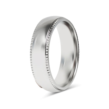 Polished Center Detailed Edge Stainless Steel Blank Ring
