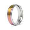 Rainbow Center Polished Edge Stainless Steel Ring