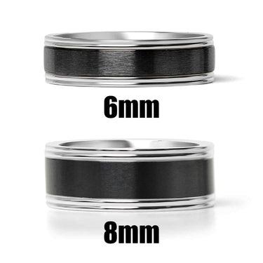 Black Center Polished Stainless Steel Ring