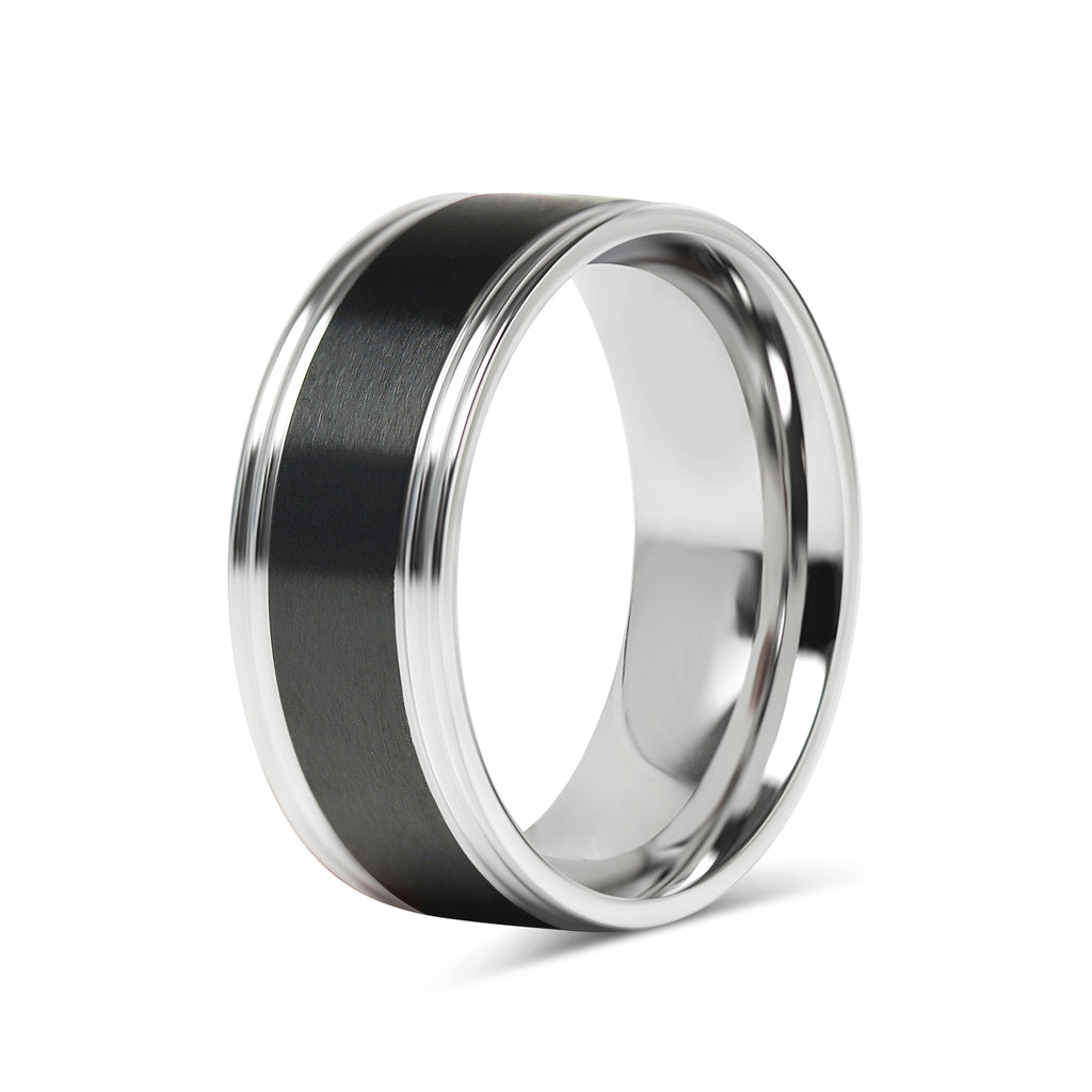 Rings Black Center Polished Stainless Steel Ring Cfr7028 6mm / 7 Wholesale Jewelry Website 7 Unisex