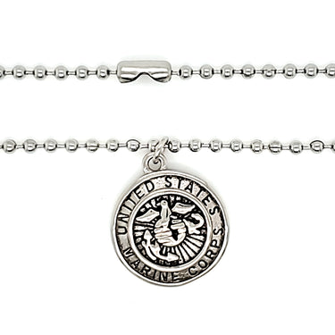 United States Marine Corps Stainless Steel Polished Pendant on Ball Chain / CHJ4073-stainless steel jewelry mens- stainless steel good for jewelry- stainless steel jewelry for women- womens stainless steel jewelry- stainless steel cleaner for jewelry
