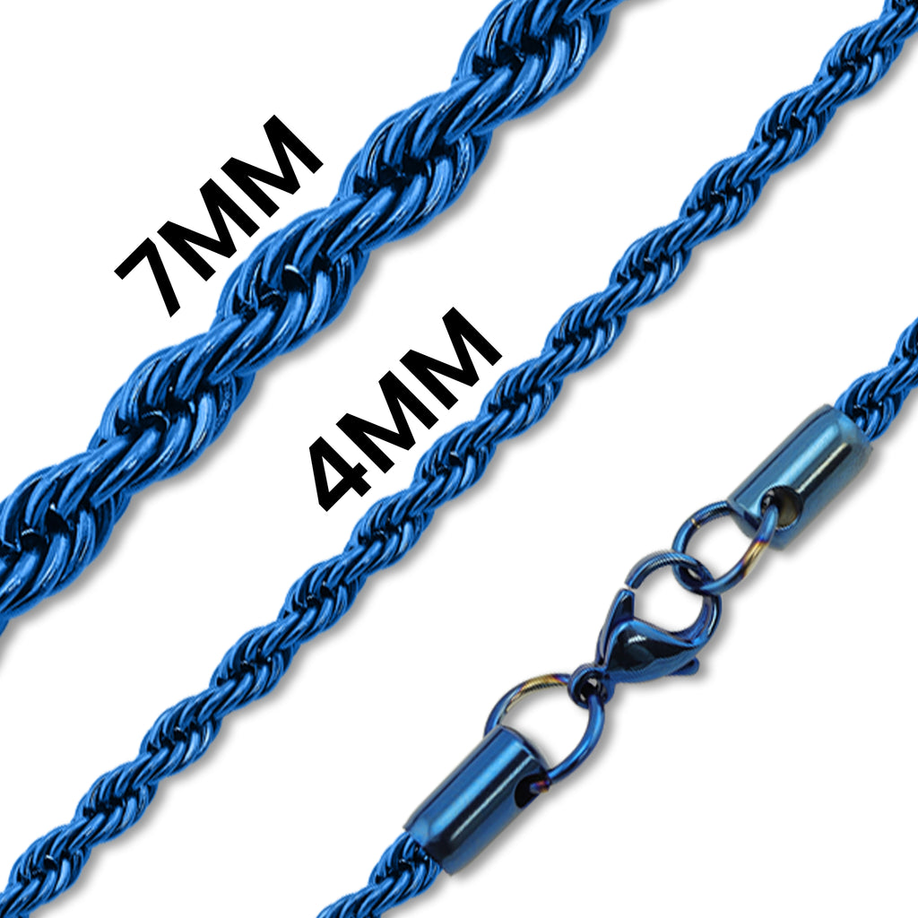 Blue Stainless Steel Rope Chain Necklace Chn9703