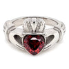 White gold over brass red siam cz january ring.