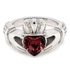 White Gold Over Brass Red Siam CZ January Ring / FBS0001
