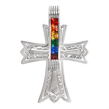 Stainless Steel Cubic Zirconia Rainbow Cross Pendant / GPP0083-stainless steel mens jewelry- jewelry stainless steel- stainless steel jewelry made in china- wholesale stainless steel jewelry- does stainless steel jewelry tarnish