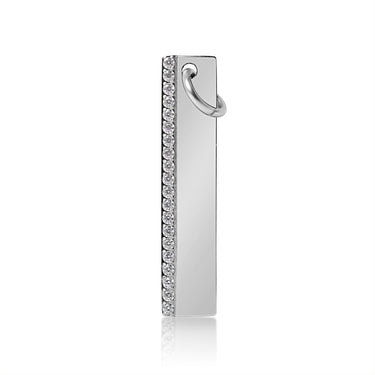Stainless Steel Vertical Engravable Bar Charm Pendant with CZ