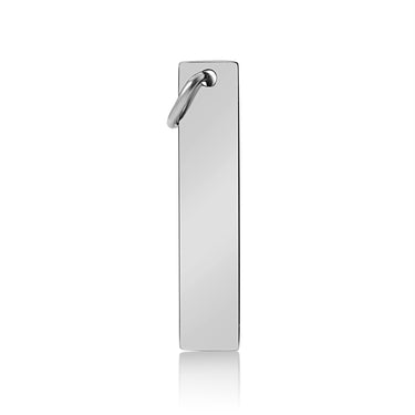 Stainless Steel Vertical Engravable Bar Charm Pendant with CZ