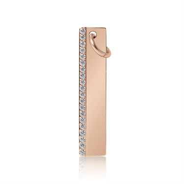 Stainless Steel Vertical Engravable Bar Charm Pendant with CZ