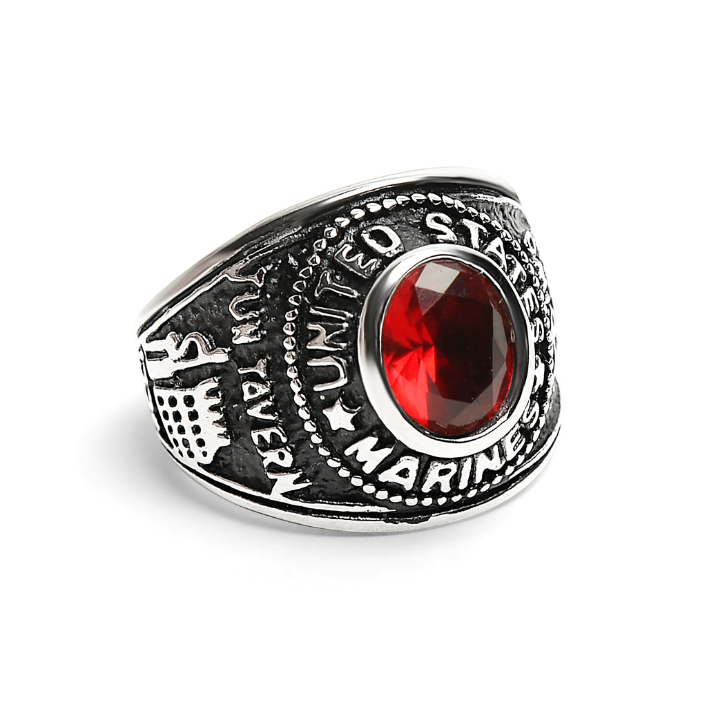 Rings Gold United States Marines Red Center Stone Stainless Steel Ring Mcr6002 16 Wholesale Jewelry Website 16 Unisex