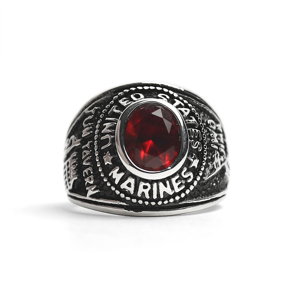 United States Military Red Stone Marine Corp Ring - 11