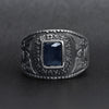 United States Navy Dark Blue Center Stone Stainless Steel Women's Ring / MCR4103