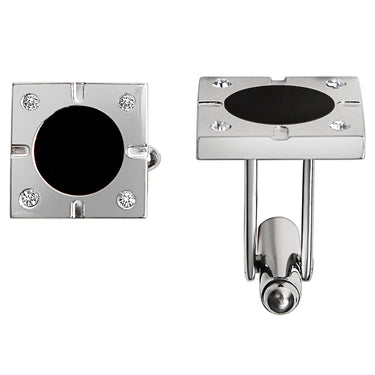 Stainless Steel and Black Square CZ Cufflinks / NCZ0020-316l stainless steel jewelry- stainless steel mens jewelry- jewelry stainless steel- stainless steel jewelry made in china- wholesale stainless steel jewelry
