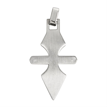 Stainless steel Cubic Zirconia pendant, back view.