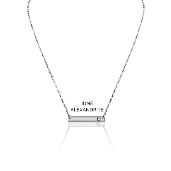 Stainless Steel Bar Birthstone Necklace
